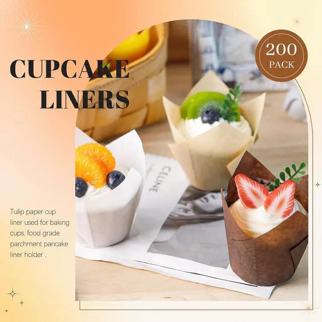 Alt view image 3 of 6 - NPLUX 200Pcs Tulip Cupcake Liners Parchment Baking Muffin Cups Mixed Color