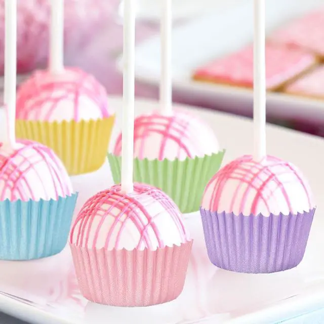 Alt view image 5 of 7 - Whaline 600Pcs Pastel Mini Cupcake Liners Colorful Baking Cups Pink Blue Purple Yellow Orange Green Muffin Cupcake Wrappers for Spring Easter Birthday Wedding Bride Baby Shower Party Supplies