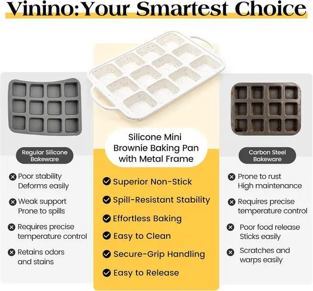 Alt view image 5 of 7 - Vinino Silicone Brownie Pan with Dividers, 1 Pack with Metal Frame