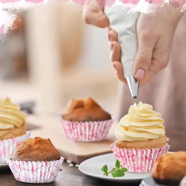Alt view image 5 of 6 - Reallnaive 300 Pcs Cupcake Liners for Party Supplies, Bow, Pink