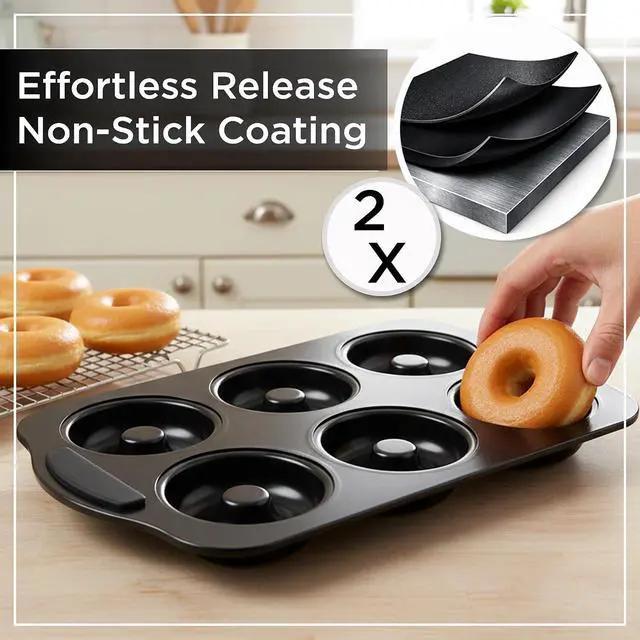 Alt view image 4 of 7 - Wrenbury Donut Mold for Baking - NonStick Toughened Carbon Steel Pan