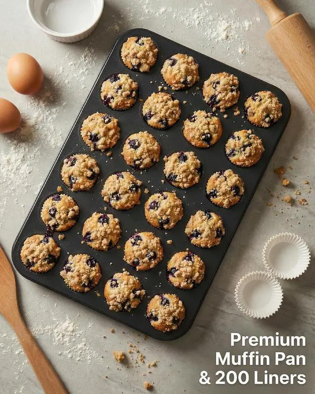Alt view image 2 of 7 - CARTMAN 24-Cup Mini Muffin Pan, Nonstick Carbon Steel Mini Cupcake Tin