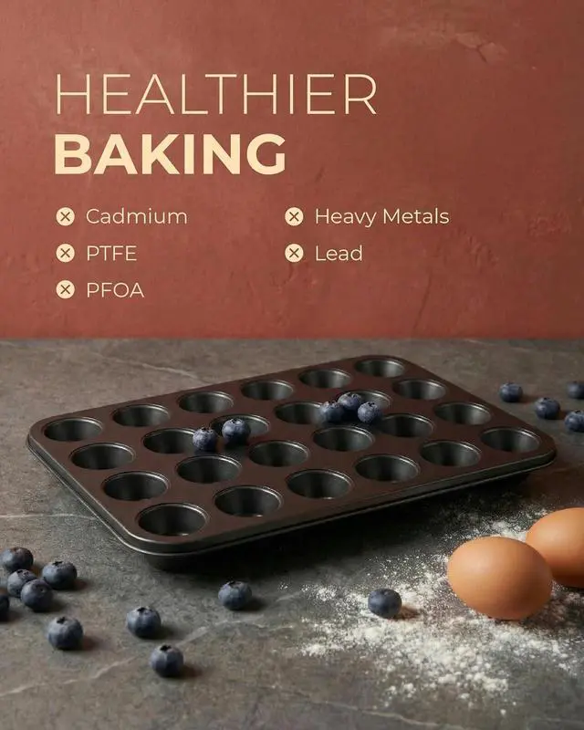 Alt view image 4 of 7 - CARTMAN 24-Cup Mini Muffin Pan, Nonstick Carbon Steel Mini Cupcake Tin