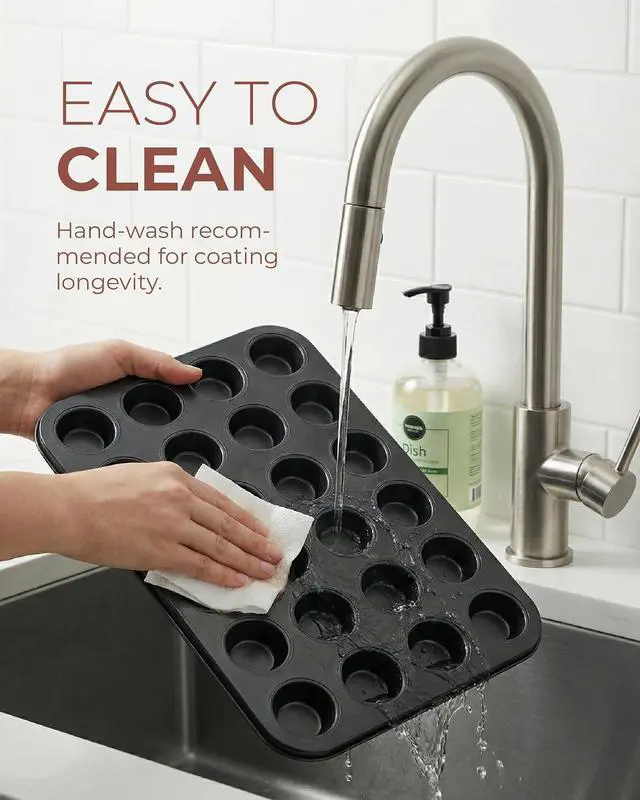 Alt view image 6 of 7 - CARTMAN 24-Cup Mini Muffin Pan, Nonstick Carbon Steel Mini Cupcake Tin