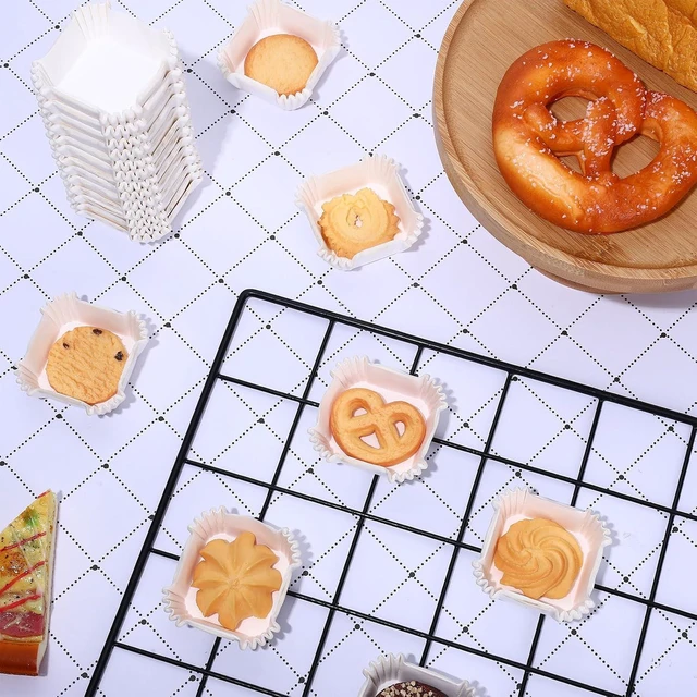 Alt view image 3 of 7 - Whaline 500Pcs Square Mini Cupcake Liners Disposable Brownie Baking Cups White Cupcake Wrappers for Baby Shower Wedding Bridal Showers Birthday Party Decorations, White