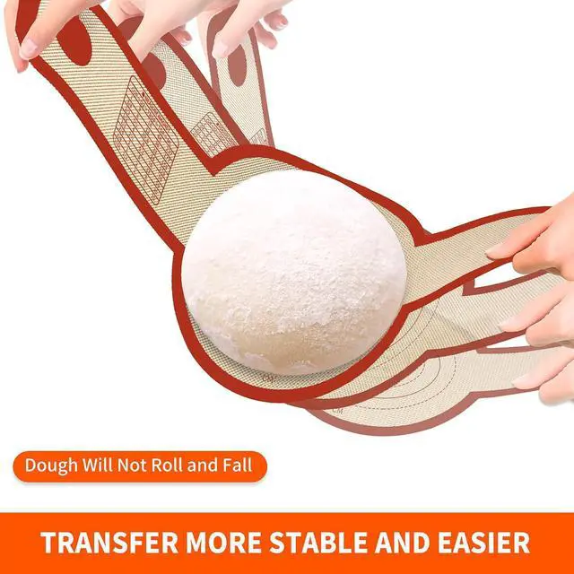 Alt view image 3 of 7 - PLAPITATE Silicone Bread Sling Dutch Oven Liner, Non-Stick & Easy Clean Reusable Oval and Round Silicone Bread Baking Mat with Long Handles, Easy to Transfer Sourdough Bread - 2 Red Set