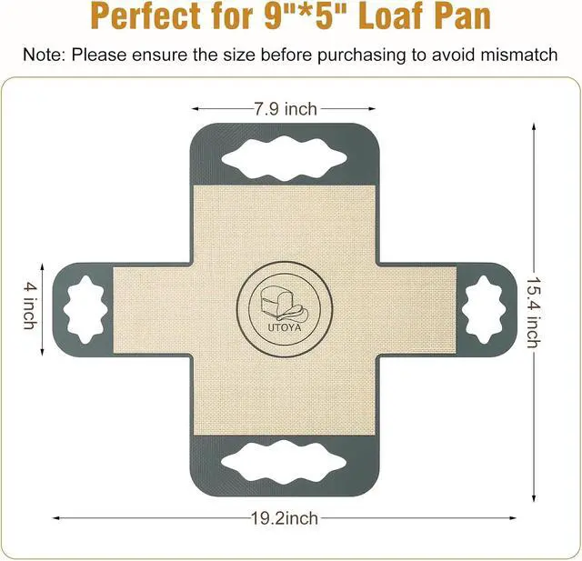 Alt view image 2 of 7 - 2 Pcs Reusable Silicone Bread Loaf Pan Liner, Food Grade BPA Free Bread Baking Mat, Non-Stick and Heat Resistant Dough Transfer Tool, Sourdough Sling with 4 Handles, Fits 9x5" or 1.5Lb Loaf Pans