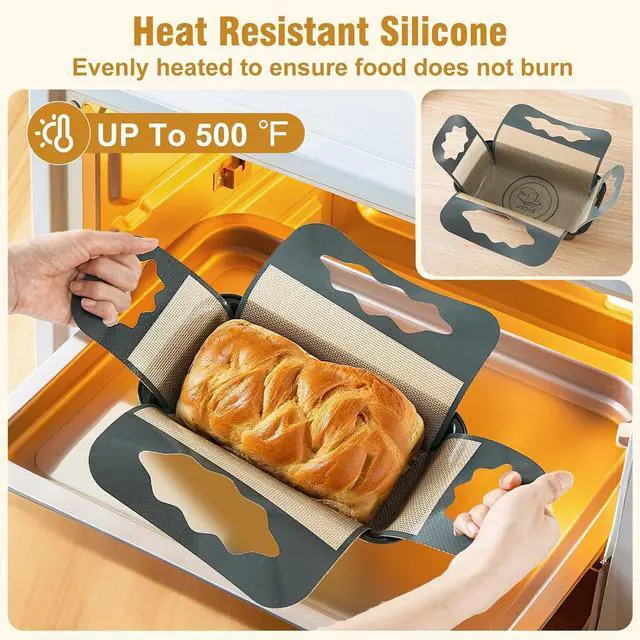 Alt view image 7 of 7 - 2 Pcs Reusable Silicone Bread Loaf Pan Liner, Food Grade BPA Free Bread Baking Mat, Non-Stick and Heat Resistant Dough Transfer Tool, Sourdough Sling with 4 Handles, Fits 9x5" or 1.5Lb Loaf Pans