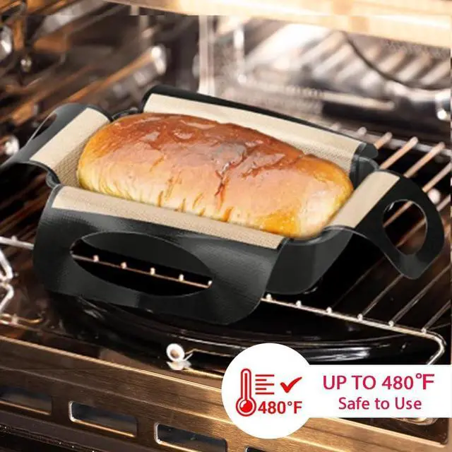 Alt view image 3 of 6 - Silicone Bread Sling Mat - Reusable Sourdough Bread Making Loaf Pan Lifter Liner Non-stick & Easy Clean Dough Transfer Mats with 4 Handles Fits for 9x5" or 1.5lb Loaf Pans