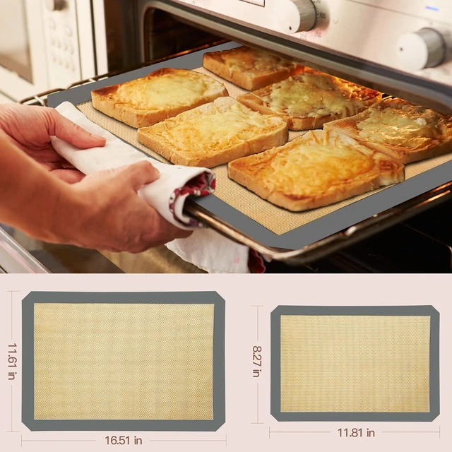 Alt view image 4 of 7 - Silicone Baking Mat 3 Pack, Non-Stick Food Safe Reusable Baking Sheets, 2 Medium & 1 Small Sizes for Cookies Macarons Bread, (Gray)