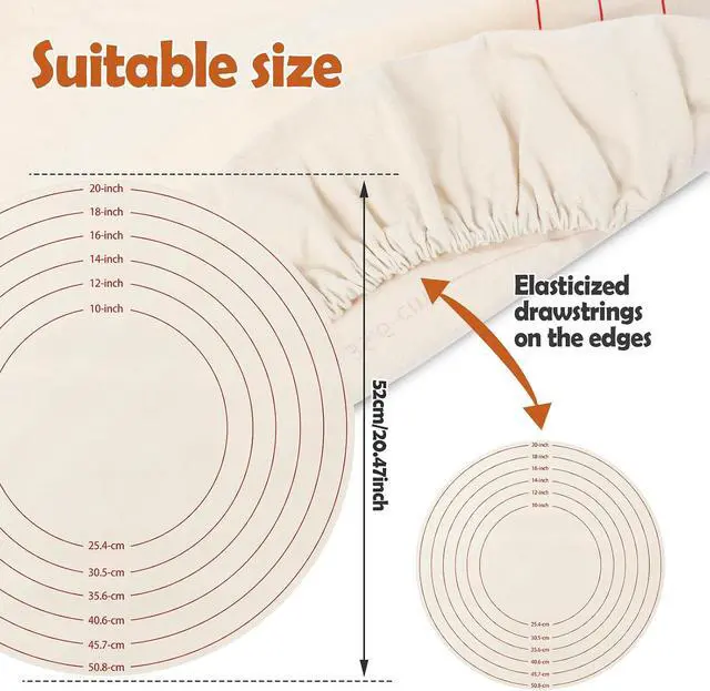 Alt view image 3 of 7 - Lefse Making Pastry Cloth, 20 Inch Round Baking Mat, Pastry Mat with Measurements for Rolling Dough, Pastry Cloth for Rolling Dough
