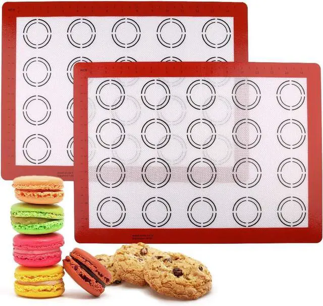 Main image of LotFancy Silicone Baking Mat, 2 Pack Non Stick Macaron Baking Liner for Cookies, Rolling Dough, Bread and Pastry, Reusable Baking Sheet,16.5"x11.5"