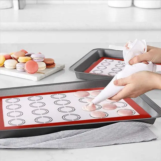 Alt view image 2 of 7 - LotFancy Silicone Baking Mat, 2 Pack Non Stick Macaron Baking Liner for Cookies, Rolling Dough, Bread and Pastry, Reusable Baking Sheet,16.5"x11.5"