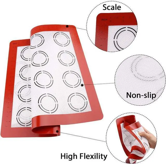 Alt view image 4 of 7 - LotFancy Silicone Baking Mat, 2 Pack Non Stick Macaron Baking Liner for Cookies, Rolling Dough, Bread and Pastry, Reusable Baking Sheet,16.5"x11.5"