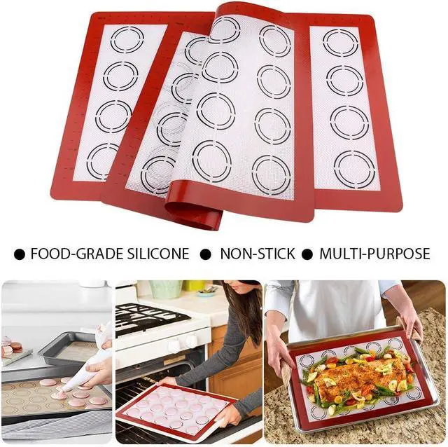 Alt view image 5 of 7 - LotFancy Silicone Baking Mat, 2 Pack Non Stick Macaron Baking Liner for Cookies, Rolling Dough, Bread and Pastry, Reusable Baking Sheet,16.5"x11.5"