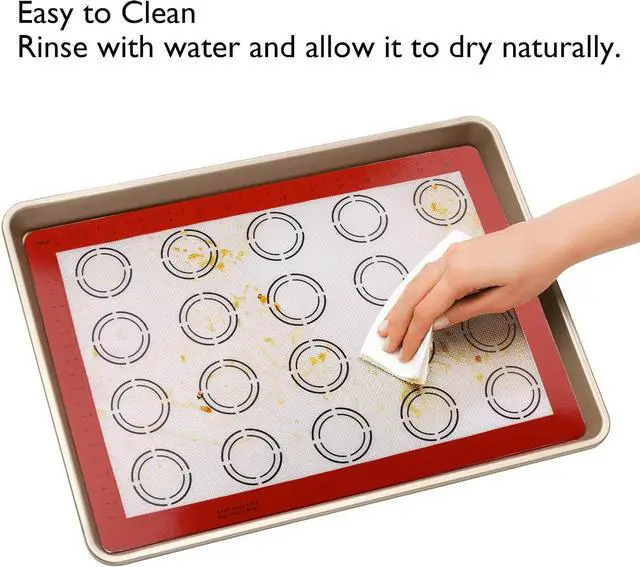 Alt view image 6 of 7 - LotFancy Silicone Baking Mat, 2 Pack Non Stick Macaron Baking Liner for Cookies, Rolling Dough, Bread and Pastry, Reusable Baking Sheet,16.5"x11.5"