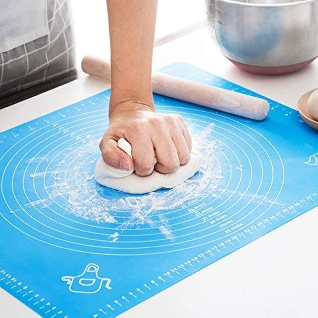 Alt view image 2 of 7 - LIMNUO Silicone Baking Mat, Extra Thick Large Non Stick Pastry Mat Sheet for Dough Pie Crust Rolling Mats (Blue, M-16''(W)*20''(L))