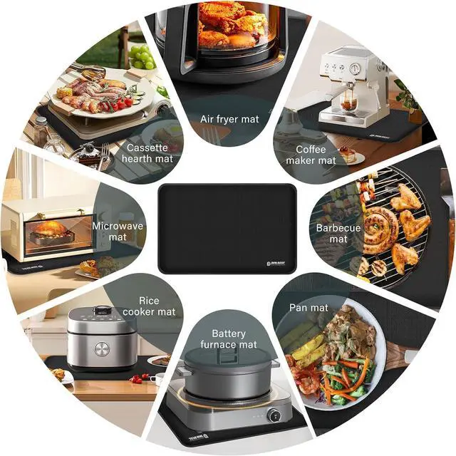 Alt view image 6 of 6 - Heat Resistant Mat for Air Fryer, Silicone Mat for Kitchen Counter