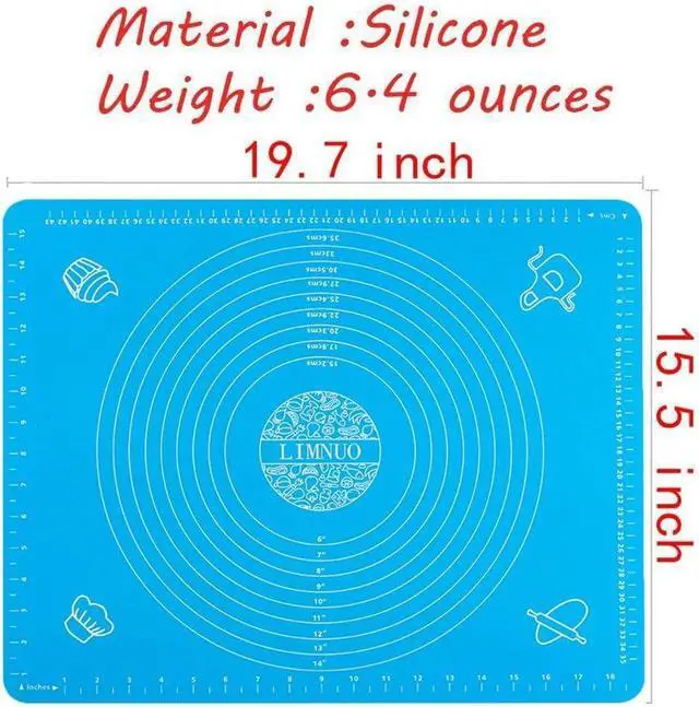 Alt view image 3 of 7 - LIMNUO Silicone Baking Mat, Extra Thick Large Non Stick Pastry Mat Sheet for Dough Pie Crust Rolling Mats (Blue, M-16''(W)*20''(L))