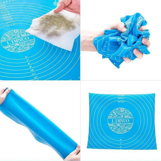 Alt view image 5 of 7 - LIMNUO Silicone Baking Mat, Extra Thick Large Non Stick Pastry Mat Sheet for Dough Pie Crust Rolling Mats (Blue, M-16''(W)*20''(L))