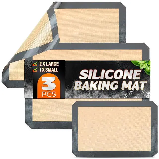 Main image of 3 Pcs Silicone Baking Mat with Reinforced Edges, Heat Resistant