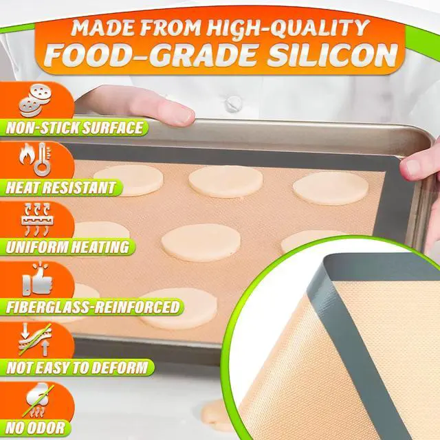 Alt view image 3 of 7 - 3 Pcs Silicone Baking Mat with Reinforced Edges, Heat Resistant