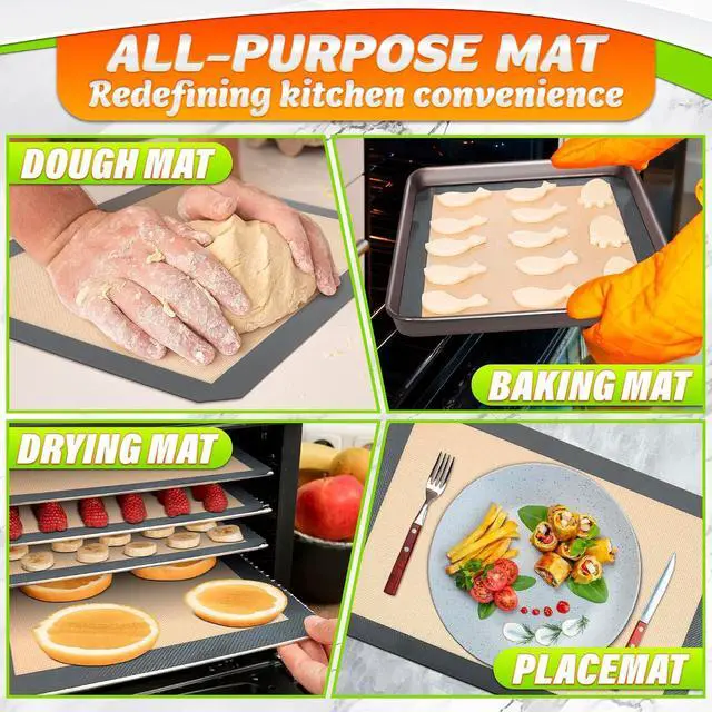 Alt view image 5 of 7 - 3 Pcs Silicone Baking Mat with Reinforced Edges, Heat Resistant
