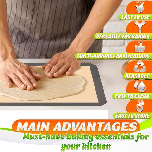 Alt view image 4 of 7 - 3 Pcs Silicone Baking Mat with Reinforced Edges, Heat Resistant