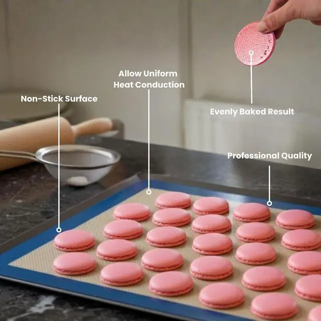 Alt view image 7 of 7 - Extra-Thick Silicone Baking Mat Two-Sided Pastry Sheet for Cookies, Macarons & Elciar, Food Grade, BPA Free, Reusable, Non-Stick, 11.8 x 15.7 Inch