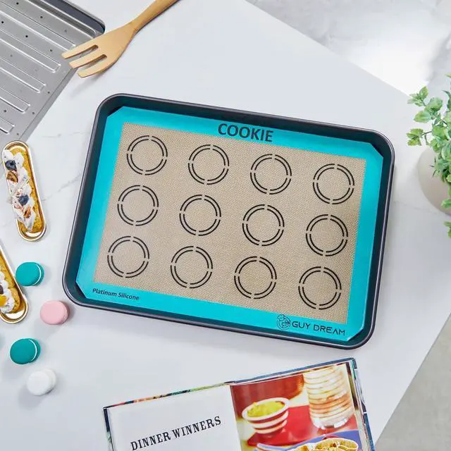 Alt view image 2 of 7 - GUYDREMAT 2PCs Silicone Baking Mat with Measurements for Cookies - 16 1/2 x 11 5/8 - Reusable Premium Food Grade Silicone Cookie Sheets - Heat Resistant Silicone Oven Mat