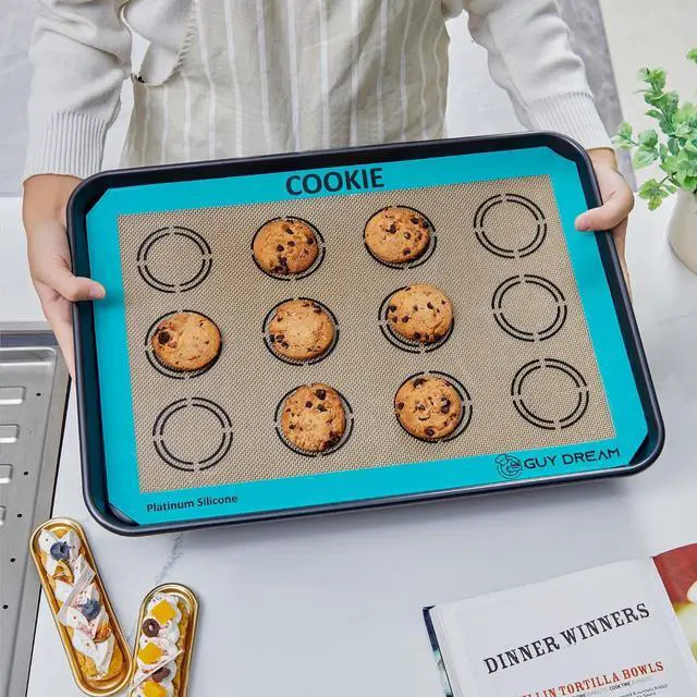 Alt view image 4 of 7 - GUYDREMAT 2PCs Silicone Baking Mat with Measurements for Cookies - 16 1/2 x 11 5/8 - Reusable Premium Food Grade Silicone Cookie Sheets - Heat Resistant Silicone Oven Mat