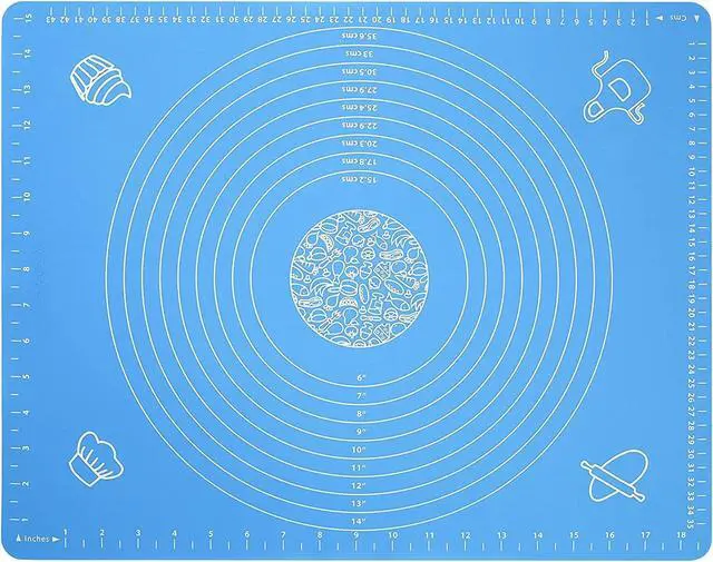 Main image of Silicone Baking Mat for Pastry Rolling Dough with Measurements,19.7" x 15.7" BPA Free Non stick and Non Slip Blue Table Sheet Baking Supplies for Bake Pizza Cake