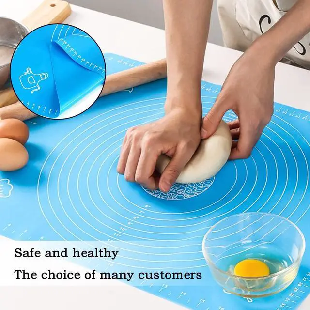 Alt view image 2 of 7 - Silicone Baking Mat for Pastry Rolling Dough with Measurements,19.7" x 15.7" BPA Free Non stick and Non Slip Blue Table Sheet Baking Supplies for Bake Pizza Cake