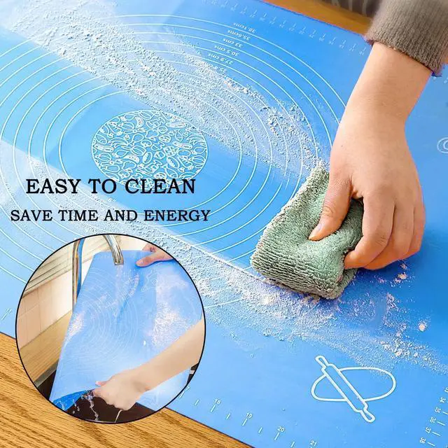 Alt view image 5 of 7 - Silicone Baking Mat for Pastry Rolling Dough with Measurements,19.7" x 15.7" BPA Free Non stick and Non Slip Blue Table Sheet Baking Supplies for Bake Pizza Cake