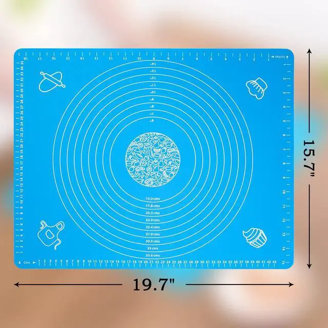 Alt view image 4 of 7 - Silicone Baking Mat for Pastry Rolling Dough with Measurements,19.7" x 15.7" BPA Free Non stick and Non Slip Blue Table Sheet Baking Supplies for Bake Pizza Cake