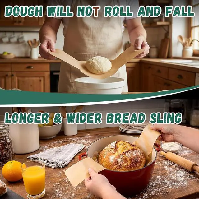 Alt view image 7 of 7 - Parchment Bread Sling for Dutch Oven, Disposable Bread Baking Mat with Long Handles 100PCS Unbleached Sourdough Mat, Sourdough Bread Baking Supplies, Tools Accessories