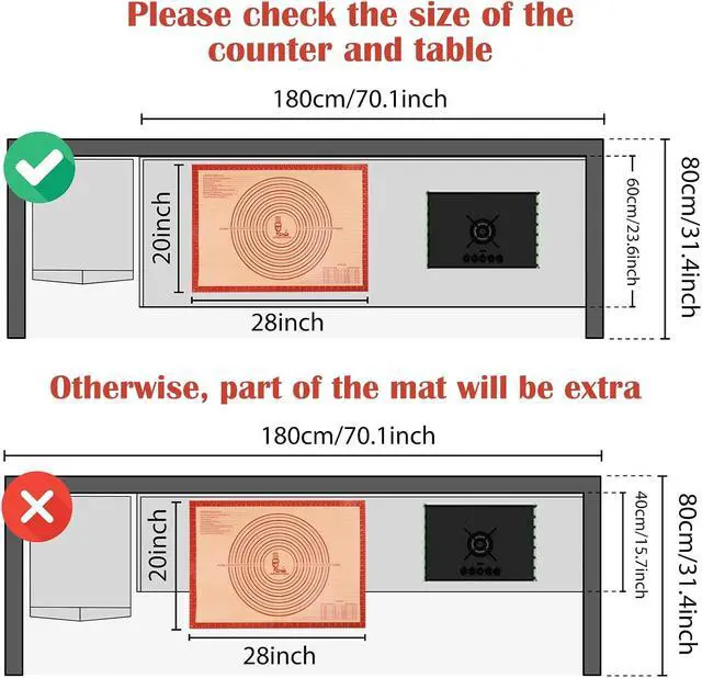 Alt view image 6 of 7 - Non-slip Silicone Pastry Mat Extra Large Measurements 28''x 20'' Baking Mat