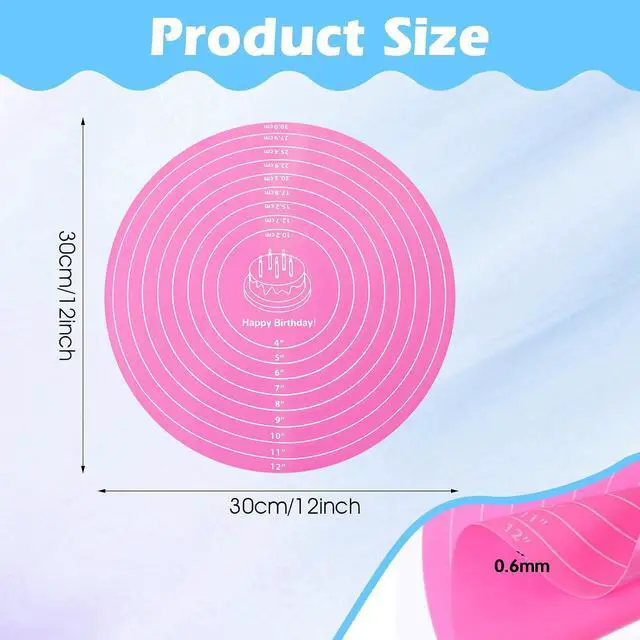 Alt view image 2 of 7 - 2 PCS 12 Inch Silicone Cake Mat Silicone Baking Mat with Measurement