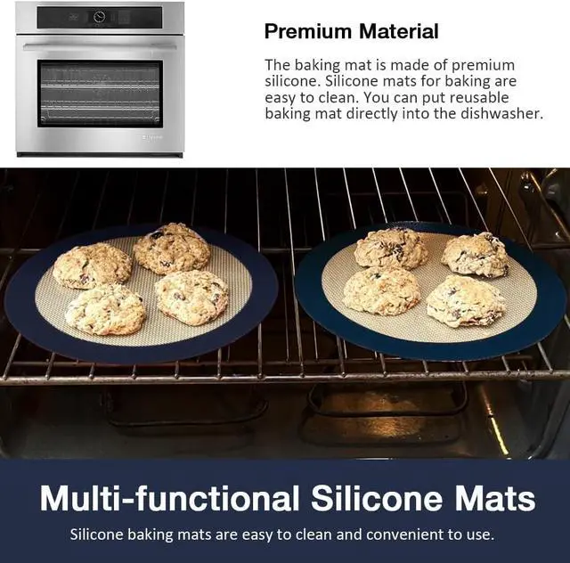 Alt view image 6 of 7 - 3Pcs Round Silicone Baking Mats, 8 inch Circle Mats for Cake Pan