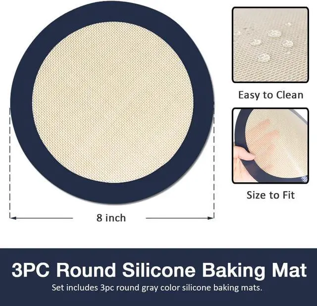 Alt view image 2 of 7 - 3Pcs Round Silicone Baking Mats, 8 inch Circle Mats for Cake Pan