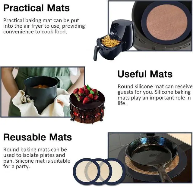Alt view image 5 of 7 - 3Pcs Round Silicone Baking Mats, 8 inch Circle Mats for Cake Pan