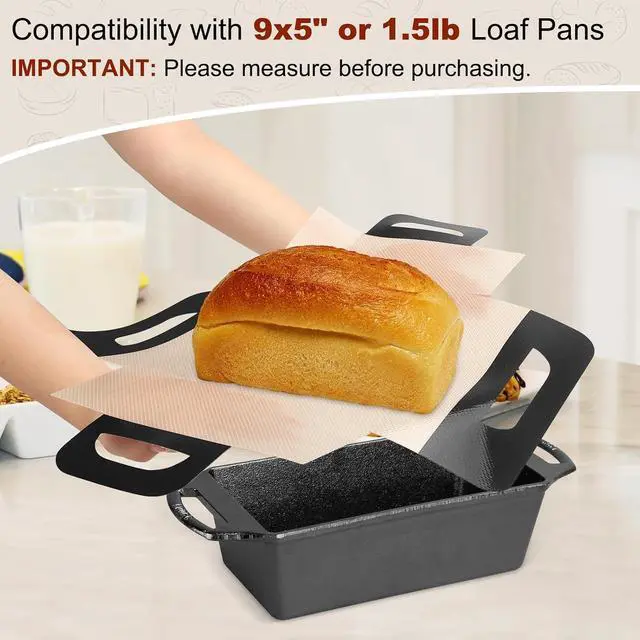 Alt view image 3 of 7 - Upgraded Loaf Pan Liners with 4 Handles, 2 PCS Reusable Silicone Bread Sling, Bread Sourdough Baking Mat Non-Stick & Easy to Clean, Best Fits 9x5" or 1.5lb Loaf Pans, Black