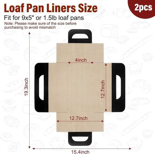 Alt view image 5 of 7 - Upgraded Loaf Pan Liners with 4 Handles, 2 PCS Reusable Silicone Bread Sling, Bread Sourdough Baking Mat Non-Stick & Easy to Clean, Best Fits 9x5" or 1.5lb Loaf Pans, Black