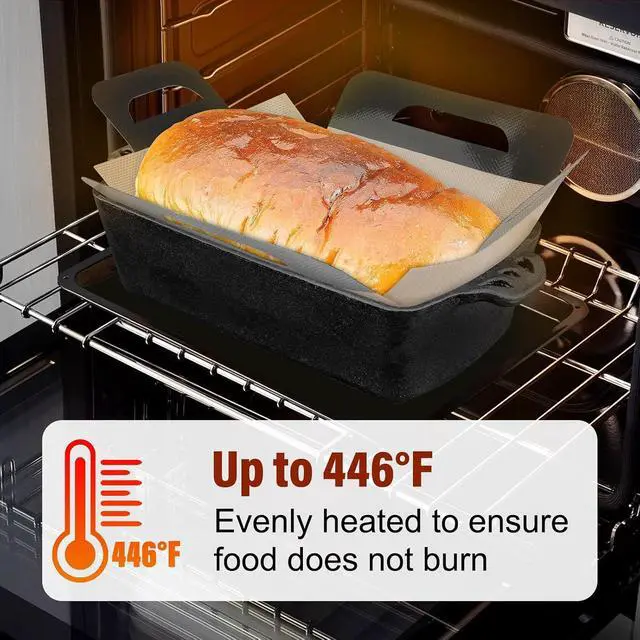 Alt view image 7 of 7 - Upgraded Loaf Pan Liners with 4 Handles, 2 PCS Reusable Silicone Bread Sling, Bread Sourdough Baking Mat Non-Stick & Easy to Clean, Best Fits 9x5" or 1.5lb Loaf Pans, Black