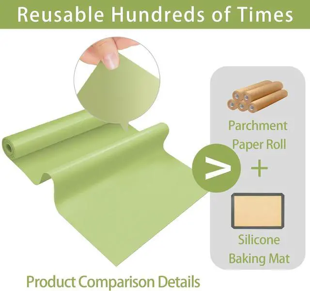 Alt view image 7 of 7 - Silicone Baking Mat Roll, 12 IN x 6 FT, Non-Stick, Reusable, Heat-Resistant Baking Sheet for Oven, Air Fryer, Pastry, Dough, Bread, Non-Slip Kitchen Counter Mat