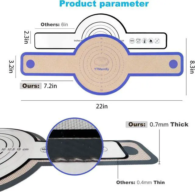 Alt view image 2 of 7 - 2-Pack Silicone Bread Sling Mats with Long handles,Non-Stick Silicone Bread Baking Mat,Reusable Baking Sling to Transfer Sourdough Bread,Dutch Oven Liners Baking Supplies Bread Mat (Blue,Grey)