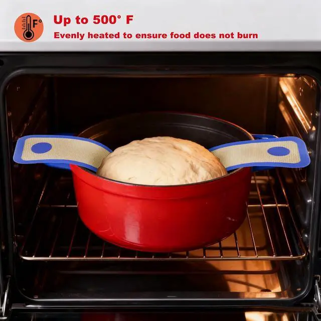 Alt view image 4 of 7 - 2-Pack Silicone Bread Sling Mats with Long handles,Non-Stick Silicone Bread Baking Mat,Reusable Baking Sling to Transfer Sourdough Bread,Dutch Oven Liners Baking Supplies Bread Mat (Blue,Grey)