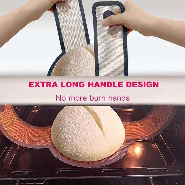 Alt view image 5 of 7 - 2-Pack Silicone Bread Sling Mats with Long handles,Non-Stick Silicone Bread Baking Mat,Reusable Baking Sling to Transfer Sourdough Bread,Dutch Oven Liners Baking Supplies Bread Mat (Blue,Grey)