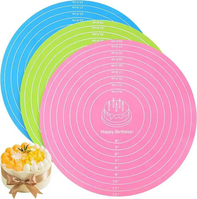 Main image of TIESOME 3 Pcs Round Silicone Baking Mat, 12 Inch (30cm), Reusable Non-Stick