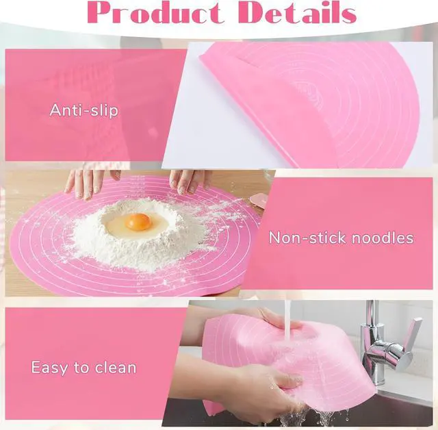 Alt view image 3 of 7 - TIESOME 3 Pcs Round Silicone Baking Mat, 12 Inch (30cm), Reusable Non-Stick
